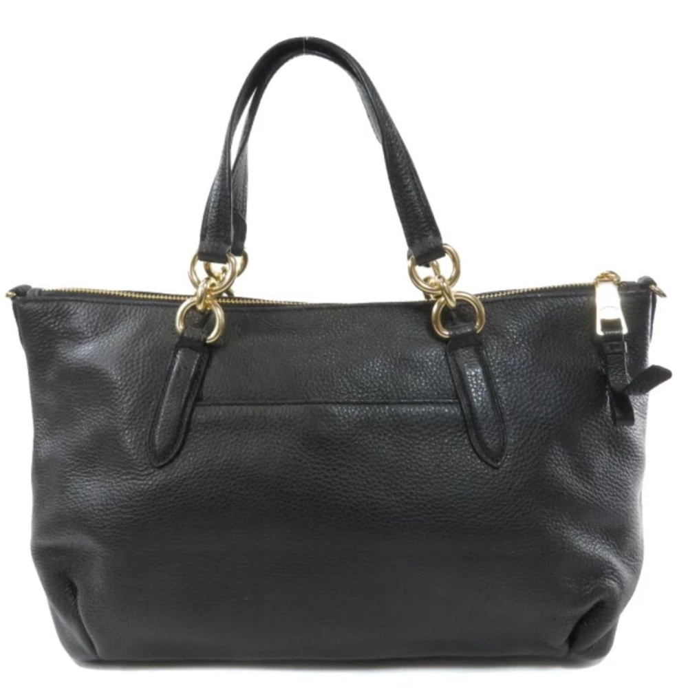 Coach Black Leather F30565 2-Way Tote Bag - Picture 2 of 15